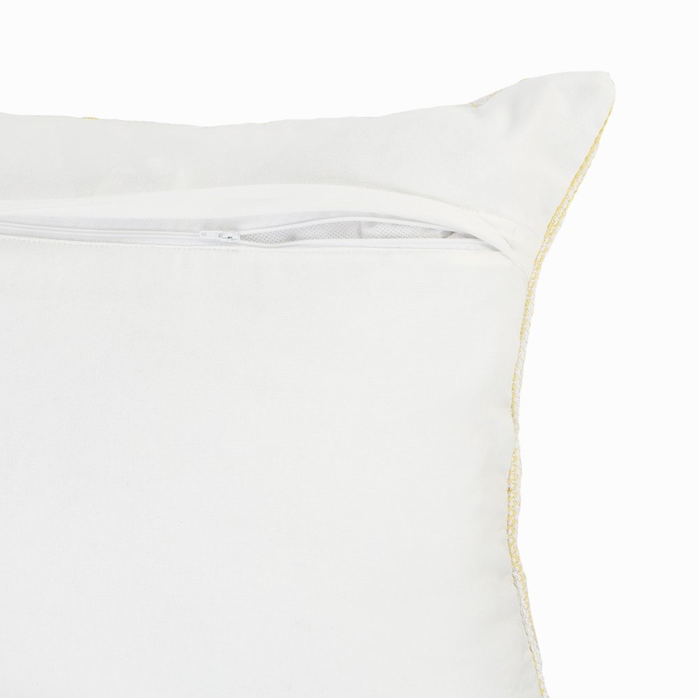 Ox Bay Hand-Woven White/Yellow Stripe All-Natural Cotton  Pillow Cover. Picture 3
