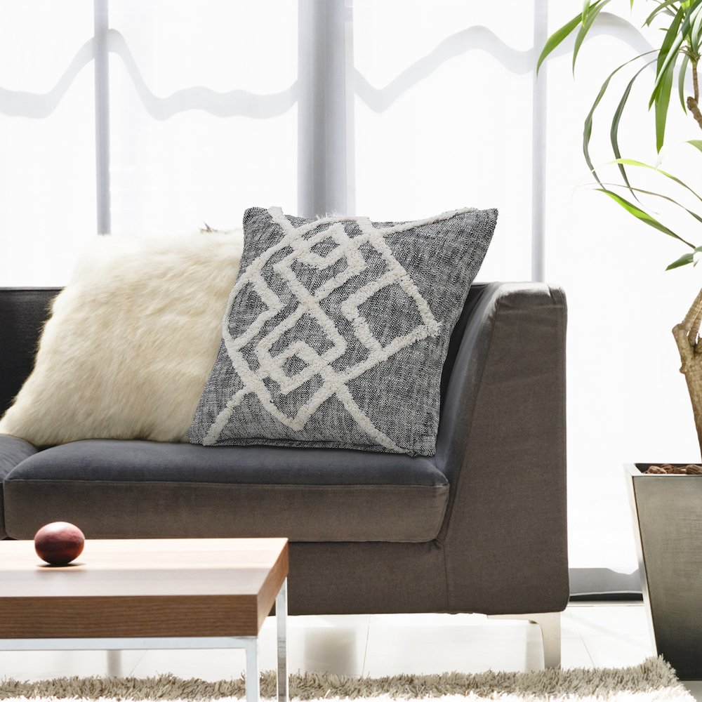 Tufted Geometric Diamond Modern Throw Pillow. Picture 9