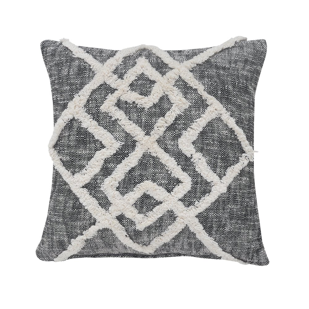 Ox Bay Hand-Woven Black/Cream Geometric All-Natural Cotton  Pillow Cover. Picture 1