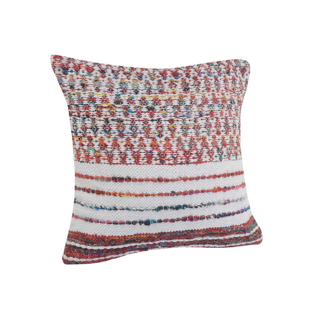 Colorful Chindi Geometric Patterned Throw Pillow. Picture 3