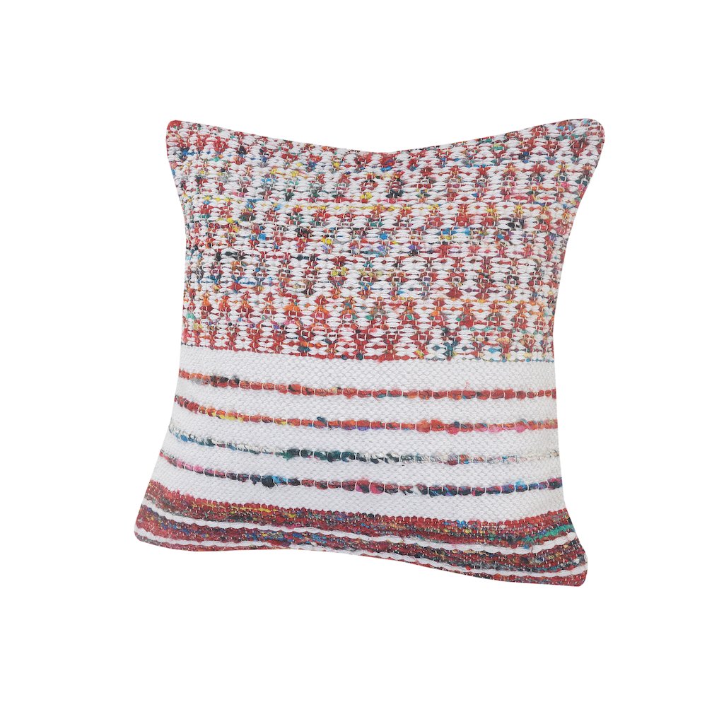 Colorful Chindi Geometric Patterned Throw Pillow. Picture 4