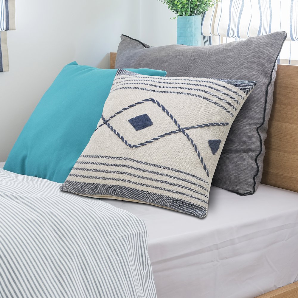 Coastal Edge Geometric Diamond Throw Pillow. Picture 9