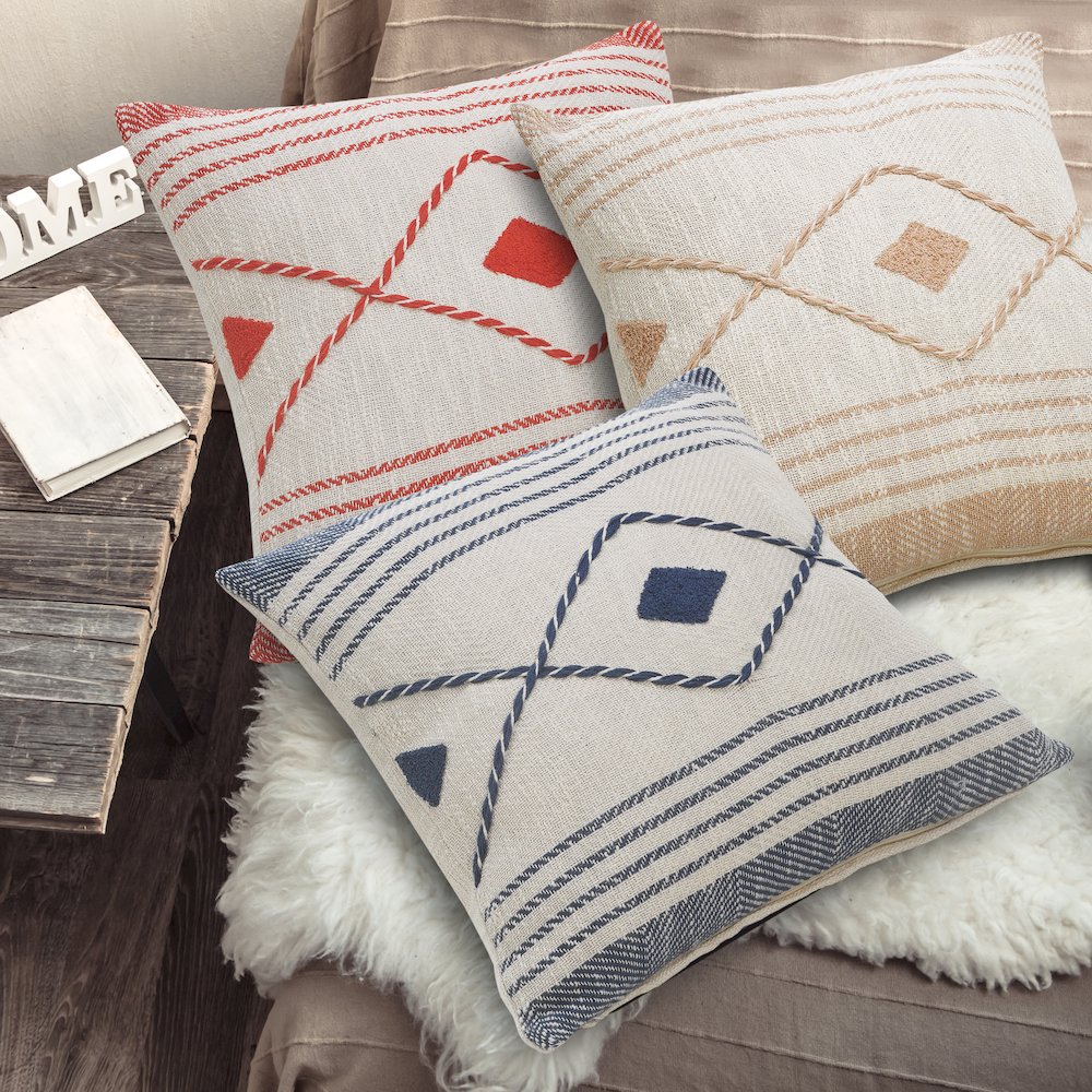 Coastal Edge Geometric Diamond Throw Pillow. Picture 10