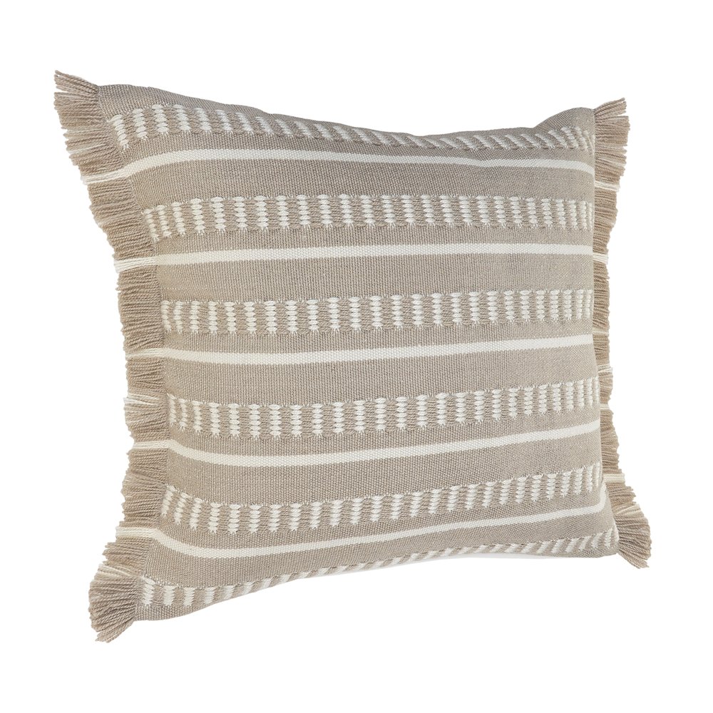 Dash Striped Indoor Outdoor Oversized Throw Pillow with Fringe. Picture 3