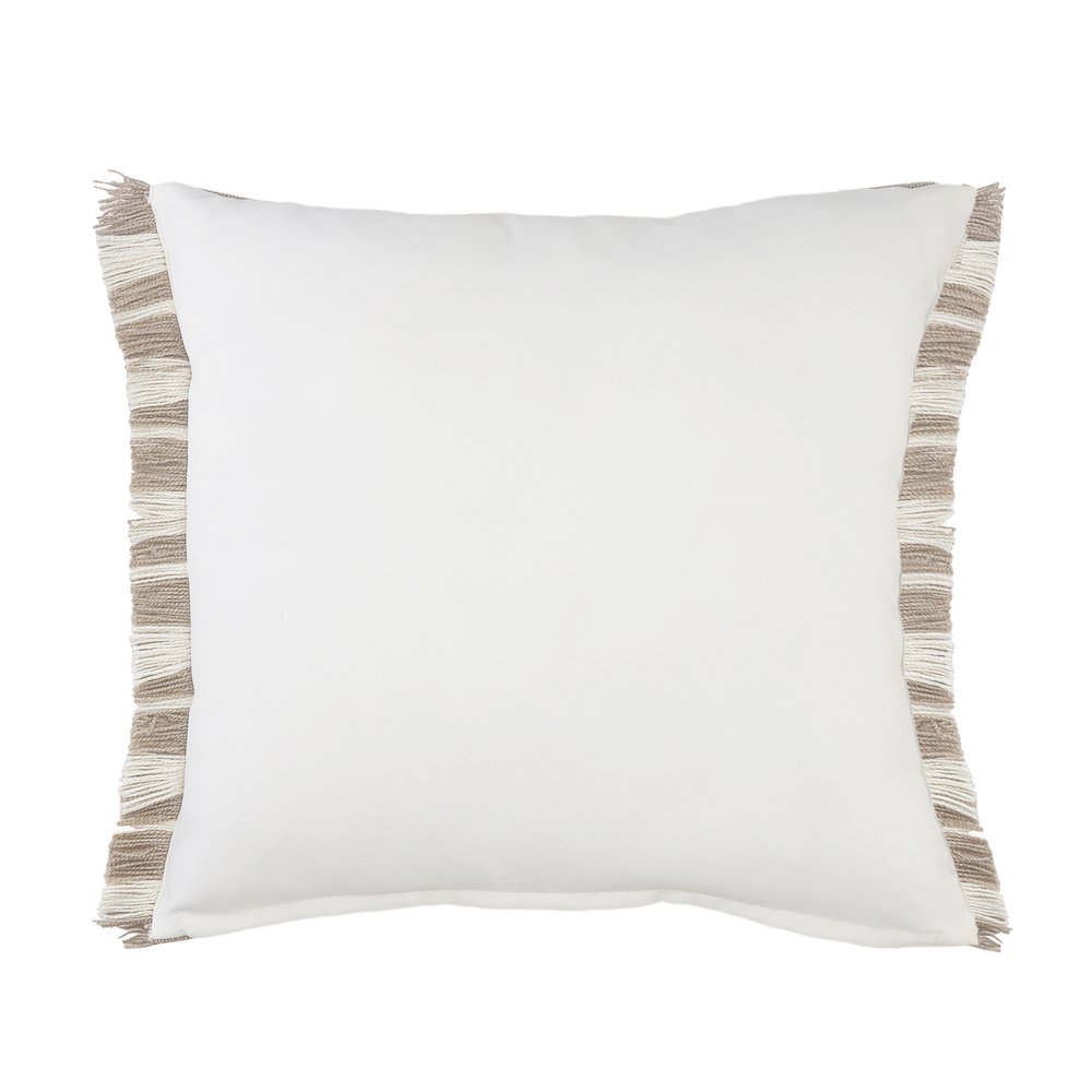 Ox Bay Hand-Woven Tan/White Geometric Resistant Polyester Pillow Cover. Picture 4