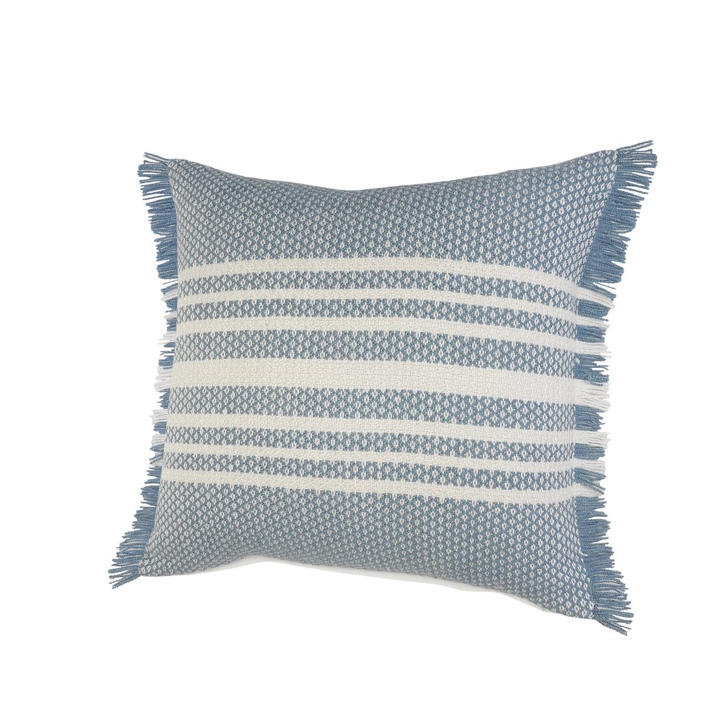 Ox Bay Hand-Woven Blue/White Geometric Resistant Polyester Pillow Cover. Picture 6