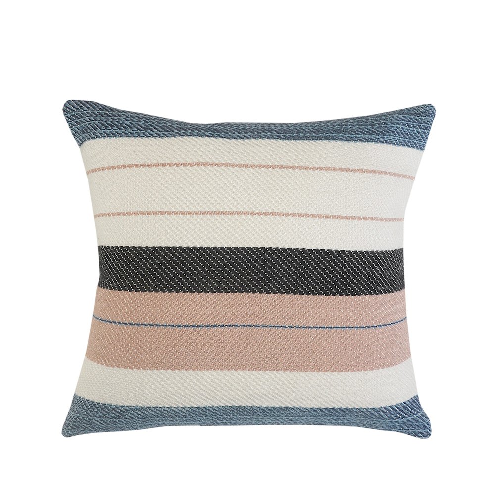 Ox Bay Hand-Woven White/Pink Geometric Resistant Polyester Pillow Cover. Picture 1