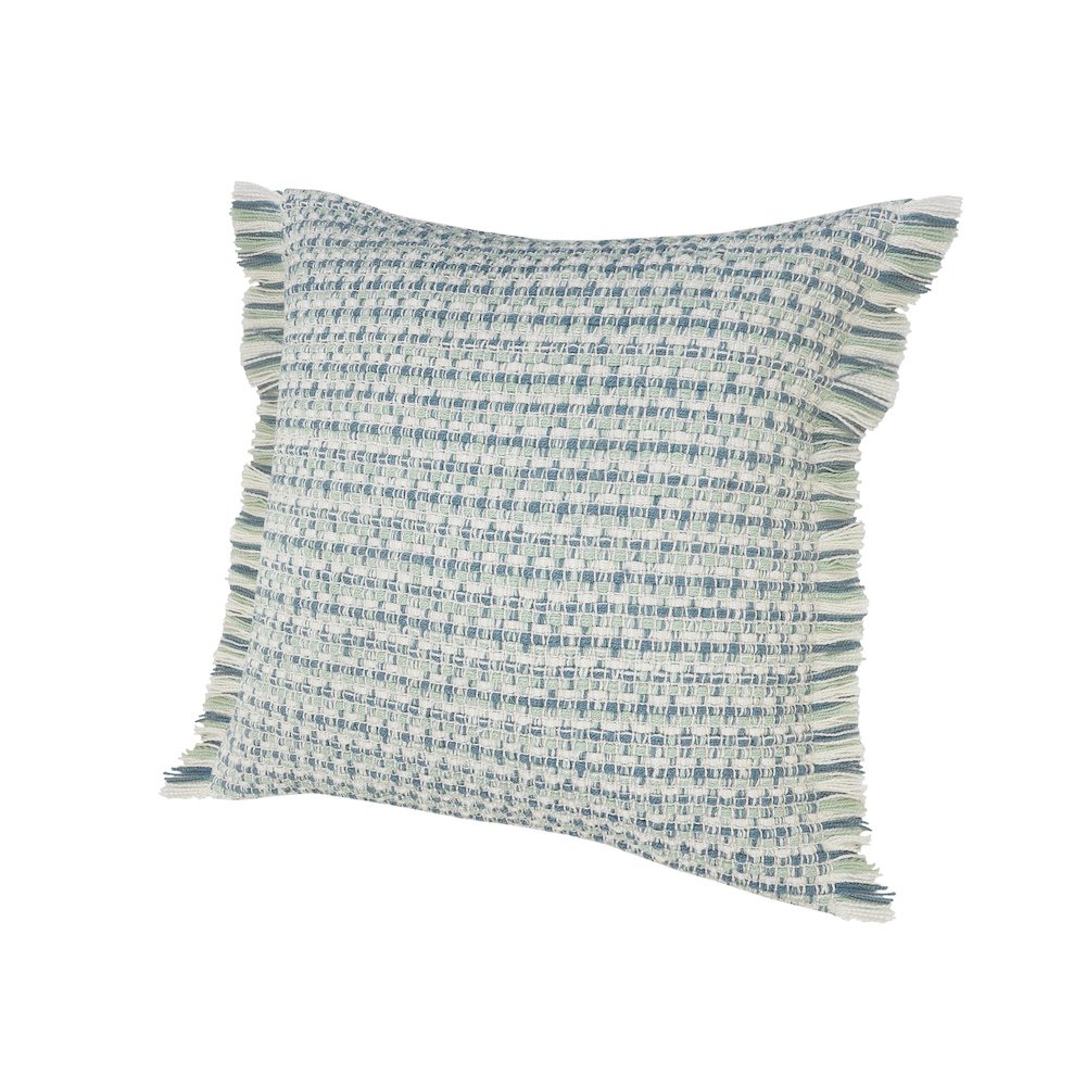 Ox Bay Hand-Woven Blue/Green Stripe Resistant Polyester Pillow Cover. Picture 4