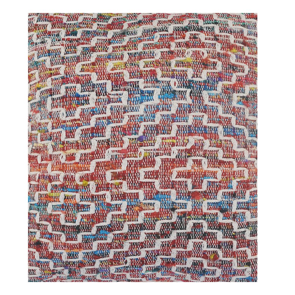 Ox Bay Hand-Woven Red/Multicolored Geometric Cotton Blend Pillow Cover. Picture 4