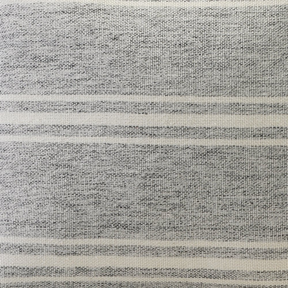 Ox Bay Hand-Woven Gray/White Stripe Resistant Polyester Pillow Cover. Picture 4