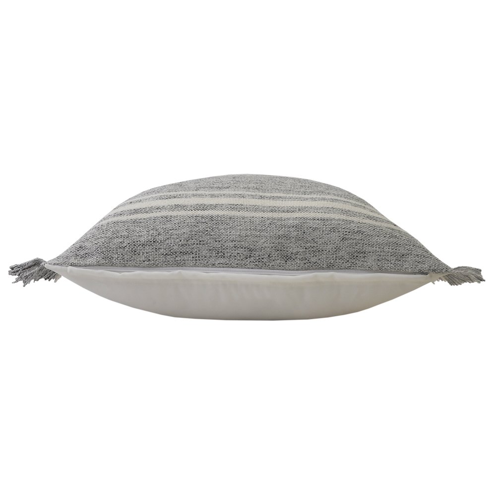 Ox Bay Hand-Woven Gray/White Stripe Resistant Polyester Pillow Cover. Picture 7