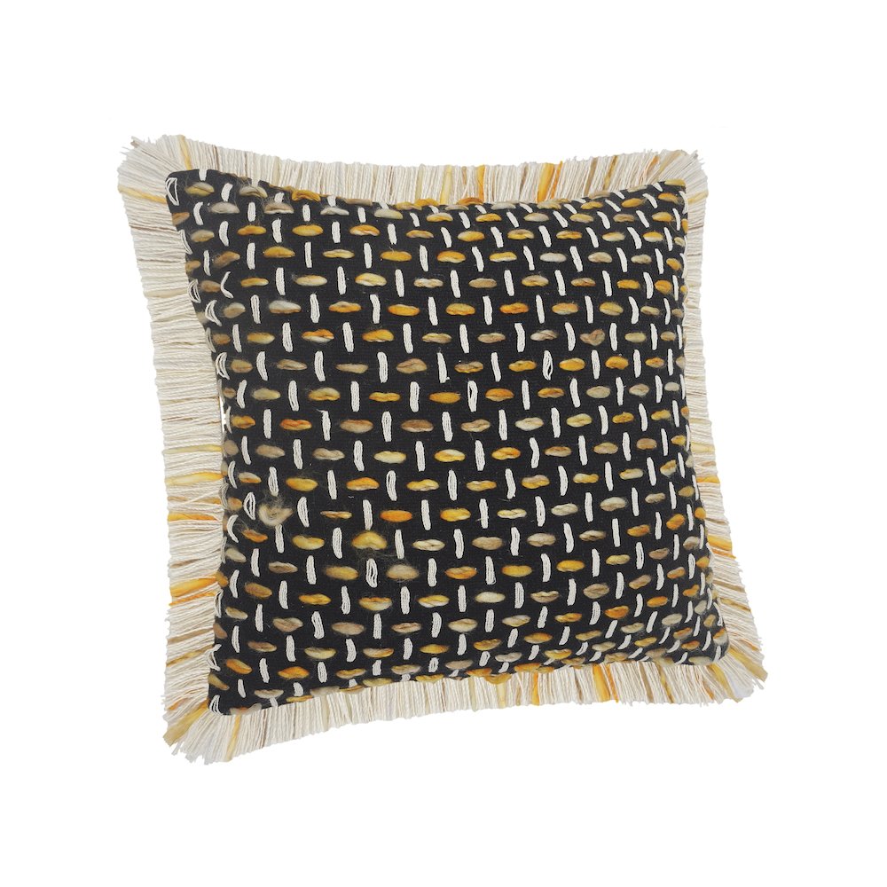 Modern Interwoven Throw Pillow with Fringe. Picture 2