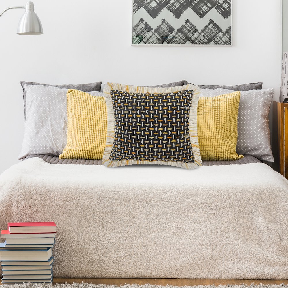 Modern Interwoven Throw Pillow with Fringe. Picture 8