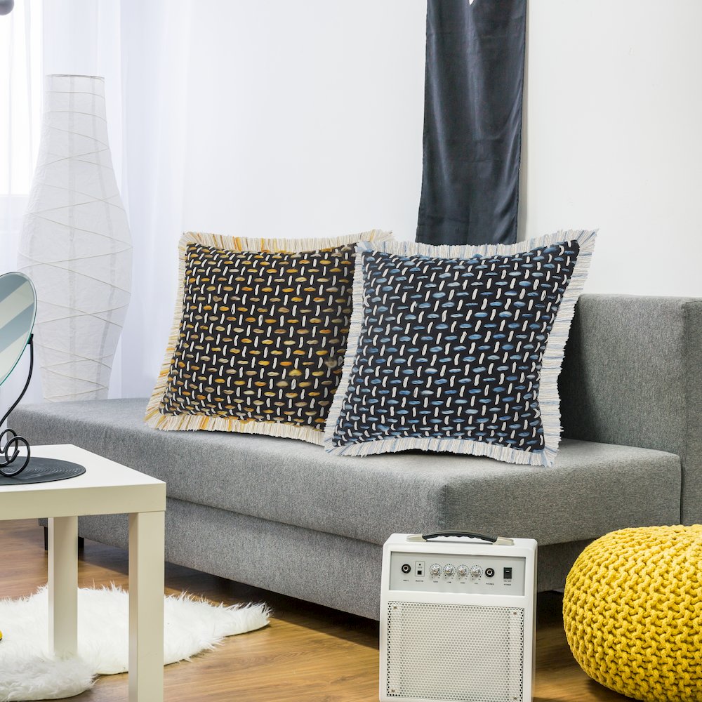 Modern Interwoven Throw Pillow with Fringe. Picture 9