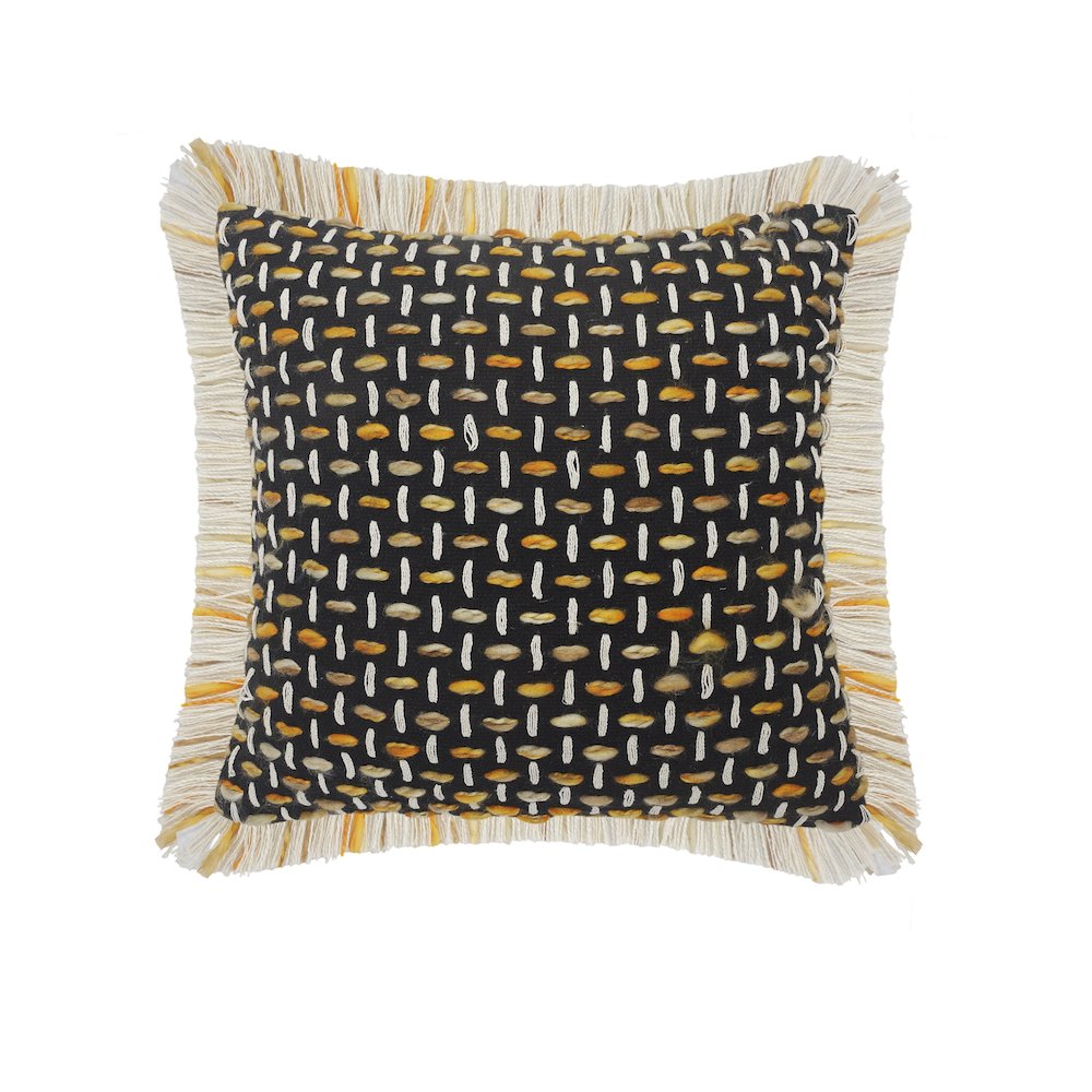 Modern Interwoven Throw Pillow with Fringe. Picture 1