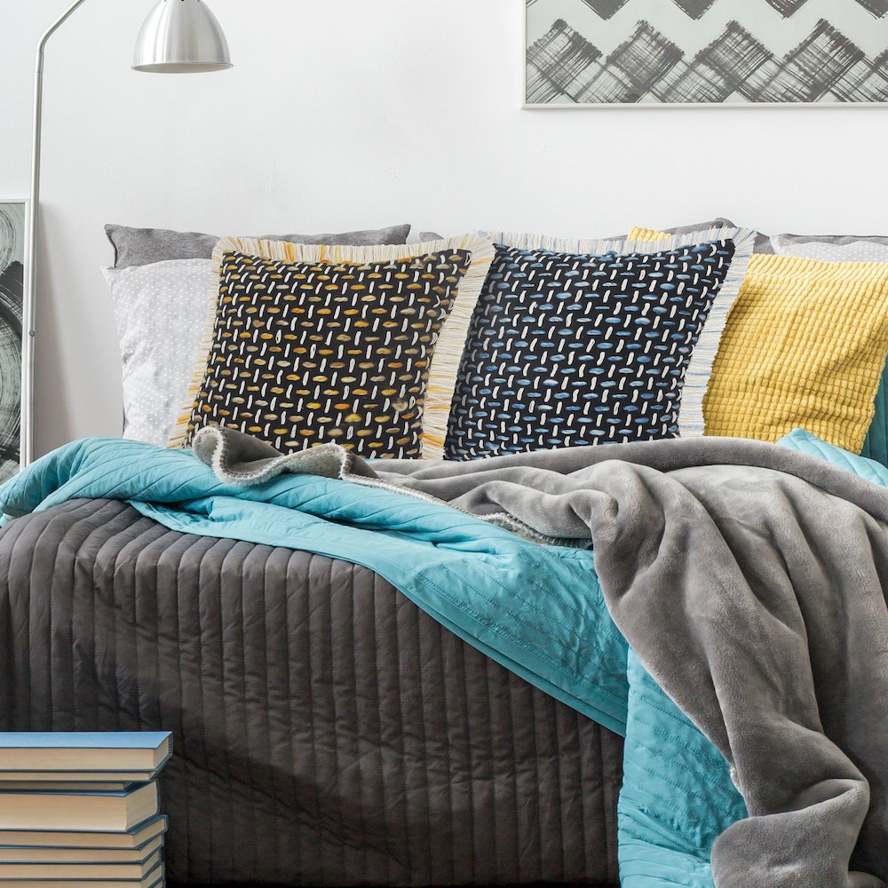 Modern Interwoven Throw Pillow with Fringe. Picture 9