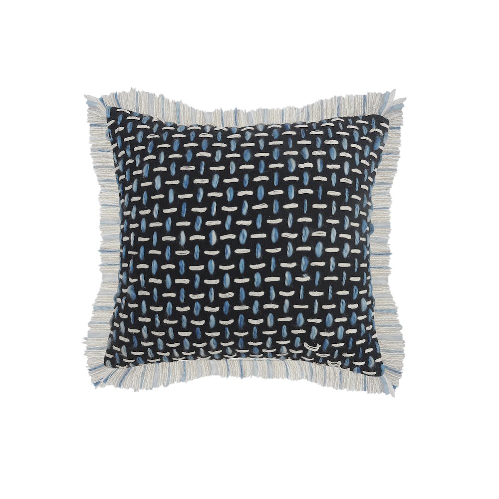 Modern Interwoven Throw Pillow with Fringe. Picture 1