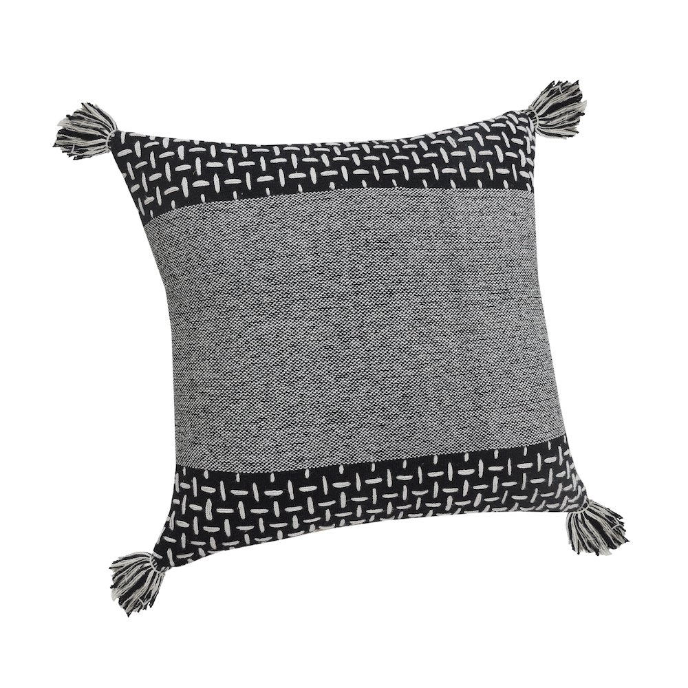 Ox Bay Hand-Woven Black/White Geometric All-Natural Cotton  Pillow Cover. Picture 7