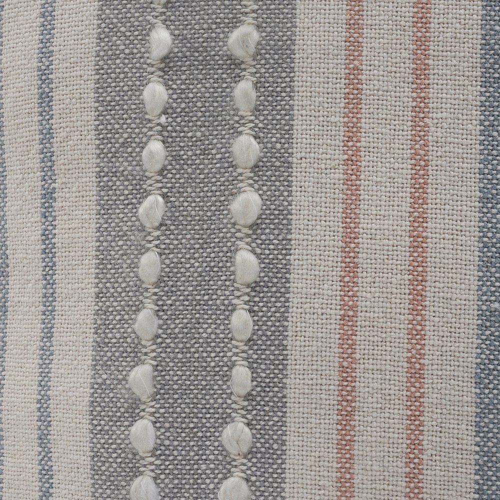 Ox Bay Hand-Woven Gray/White Stripe Resistant Polyester Pillow Cover. Picture 2