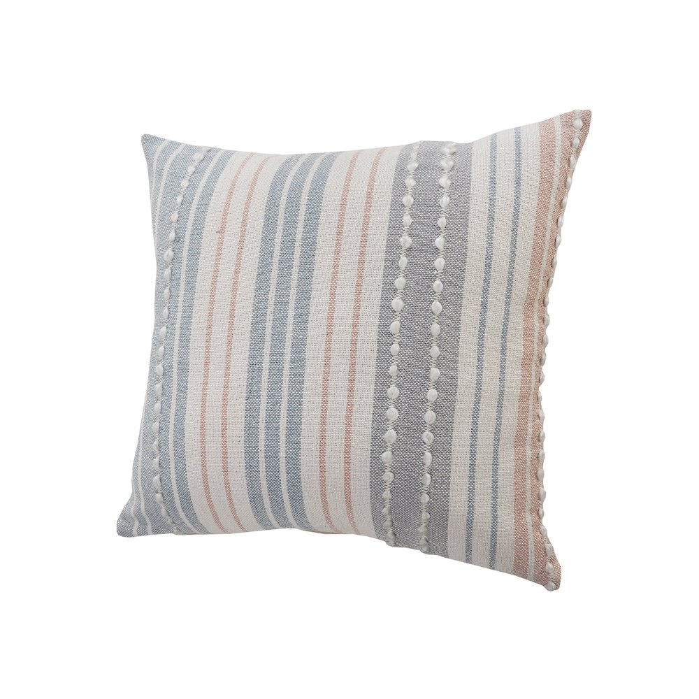 Ox Bay Hand-Woven Gray/White Stripe Resistant Polyester Pillow Cover. Picture 5