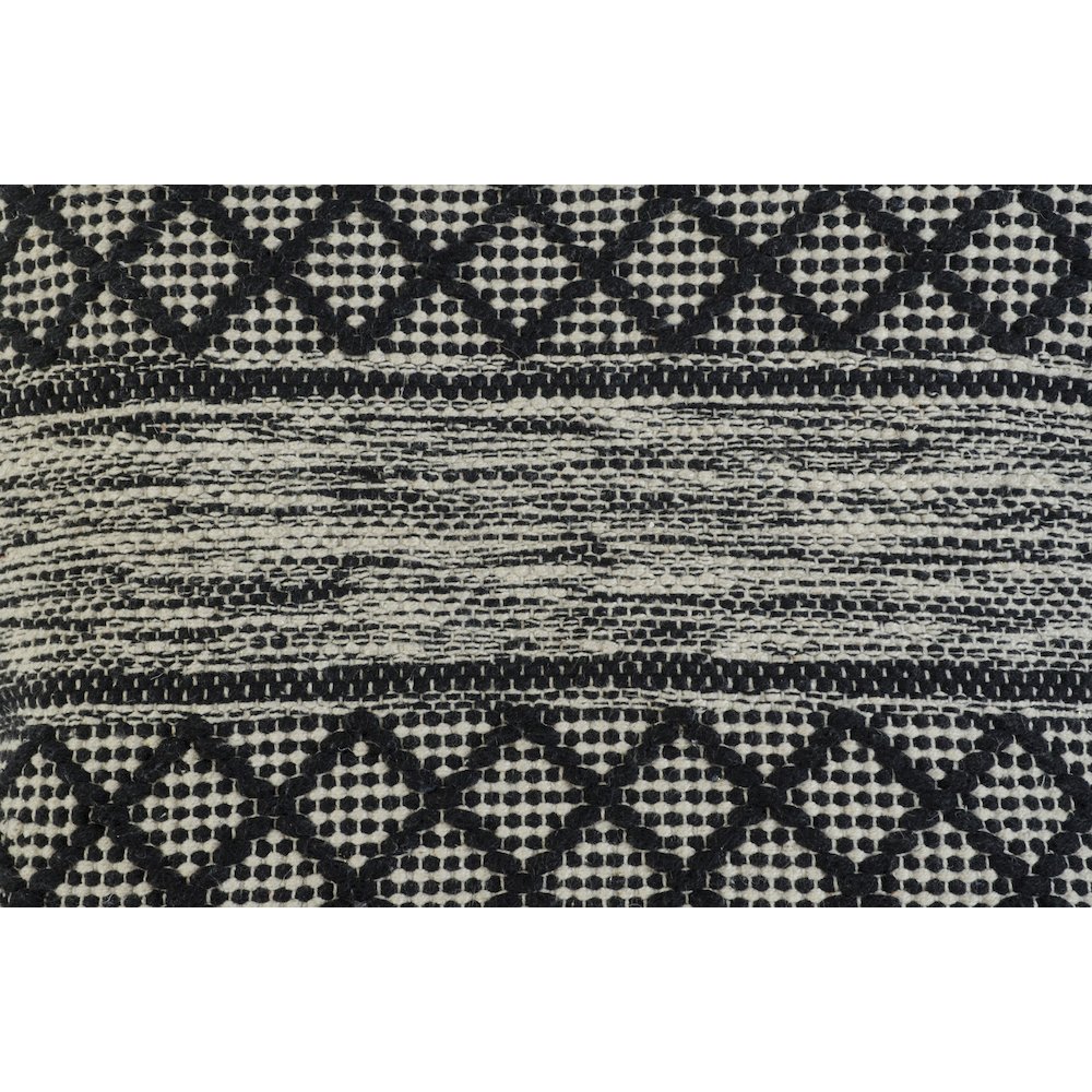 Ox Bay Hand-Woven Black/White Distressed Cotton Blend Pillow Cover. Picture 2