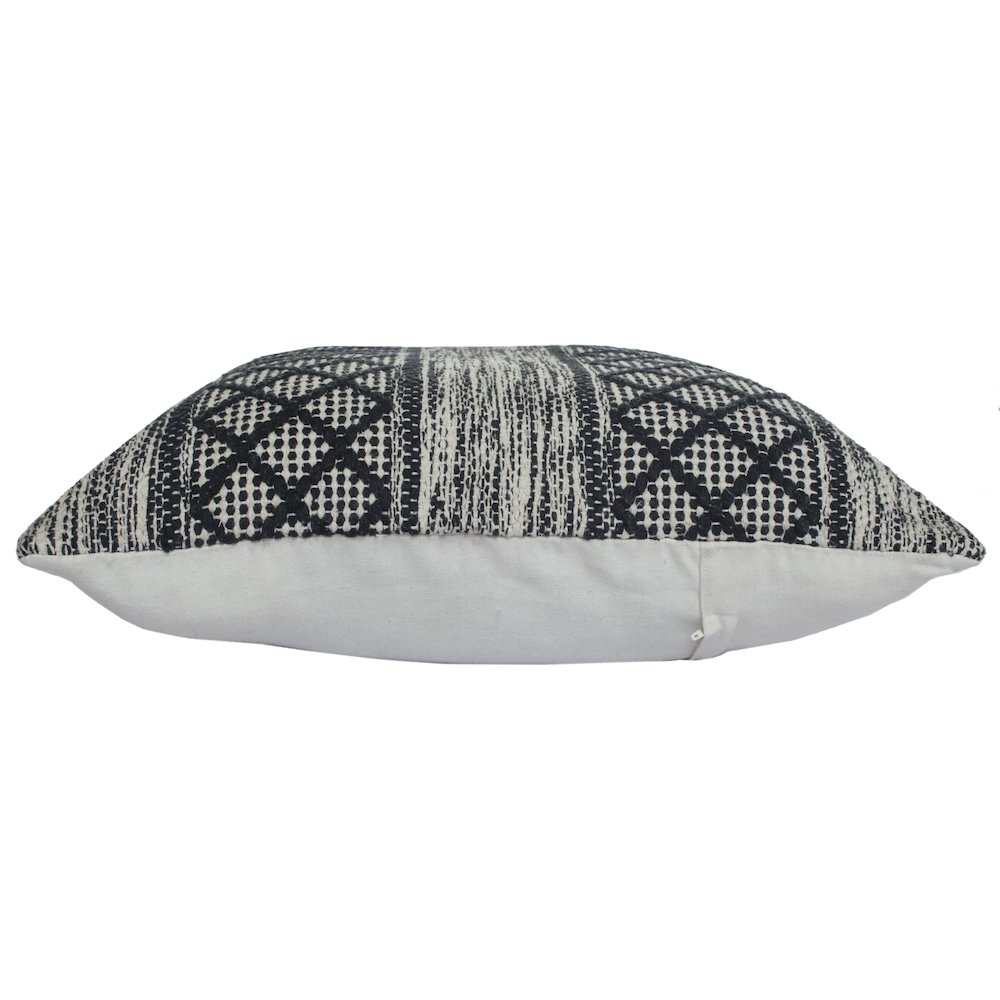 Ox Bay Hand-Woven Black/White Distressed Cotton Blend Pillow Cover. Picture 6