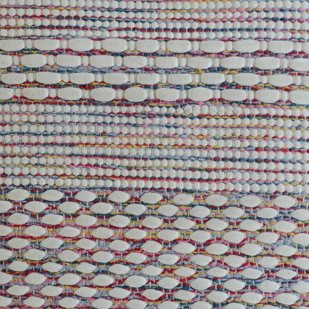 Ox Bay Hand-Woven White/Multicolored Stripe Cotton Blend Pillow Cover. Picture 2