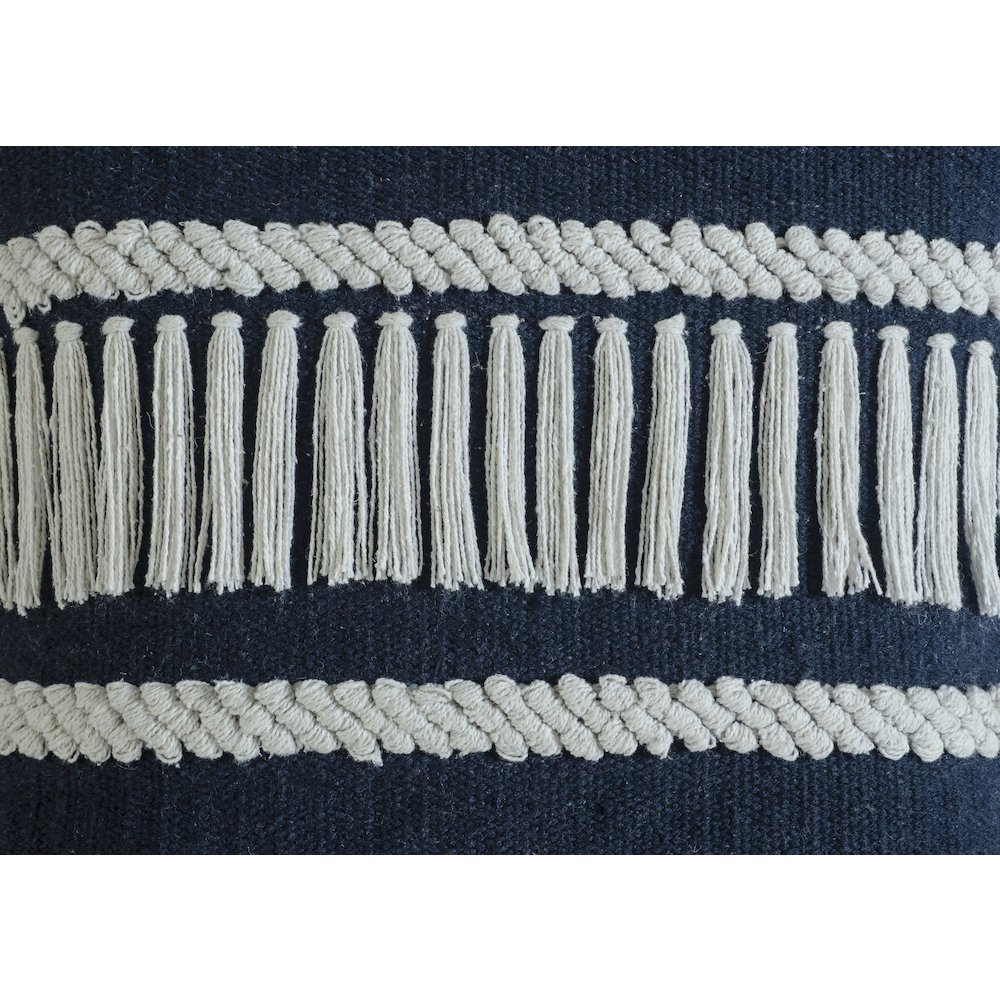Ox Bay Hand-Woven Blue/White Stripe Cotton Blend Pillow Cover. Picture 2
