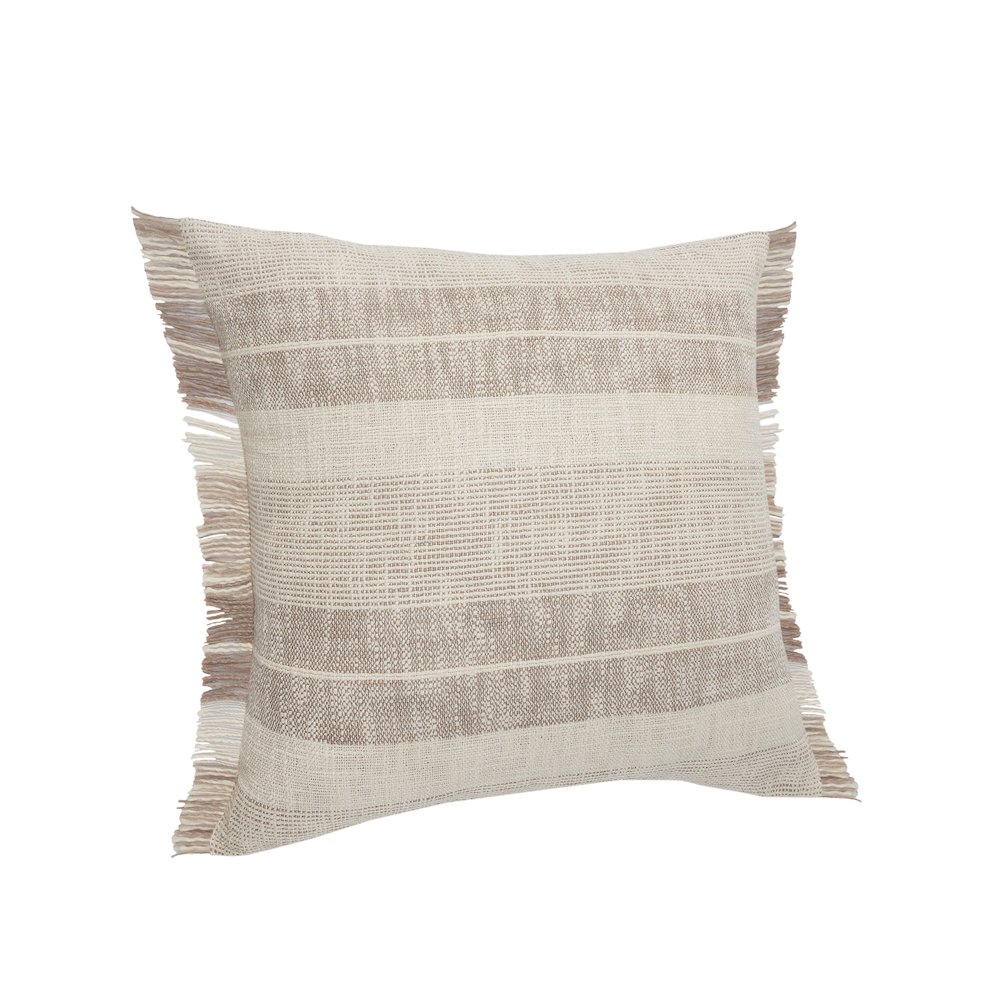Ox Bay Tan/Cream Stripe All-Natural Cotton Pillow Cover. Picture 5