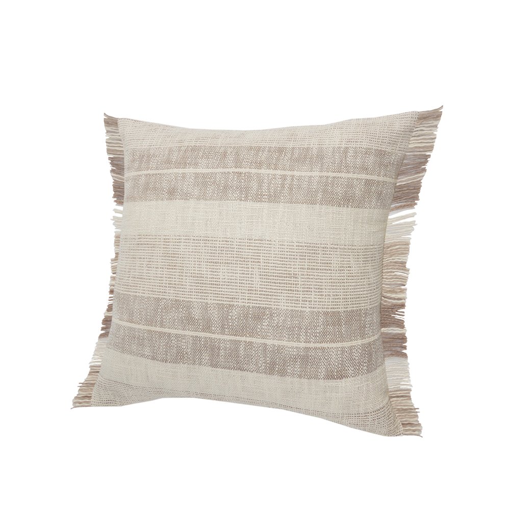Ox Bay Tan/Cream Stripe All-Natural Cotton Pillow Cover. Picture 6