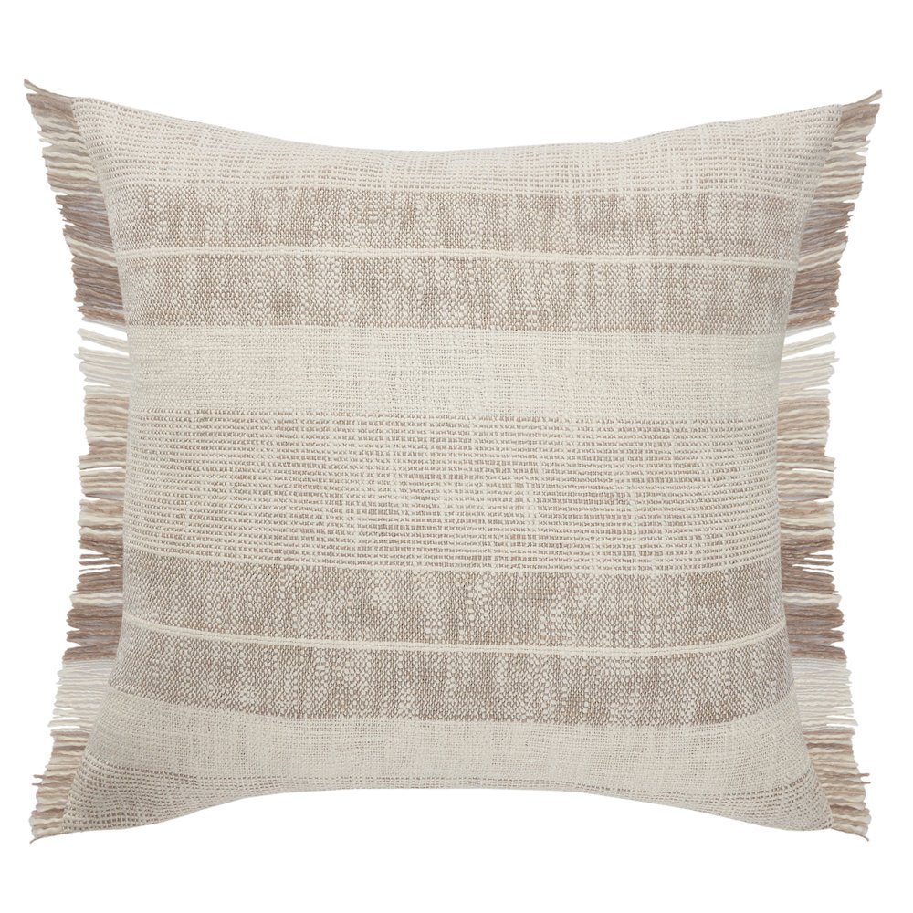 Ox Bay Tan/Cream Stripe All-Natural Cotton Pillow Cover. Picture 1