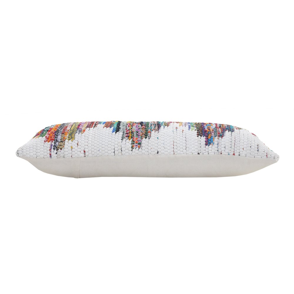 Ox Bay Hand-Woven White/Multicolored Geometric All-Natural Cotton Pillow Cover. Picture 4