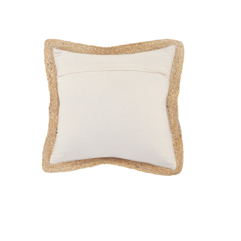 Ox Bay Hand-Woven White/Blue Bordered Cotton Blend Pillow Cover. Picture 7