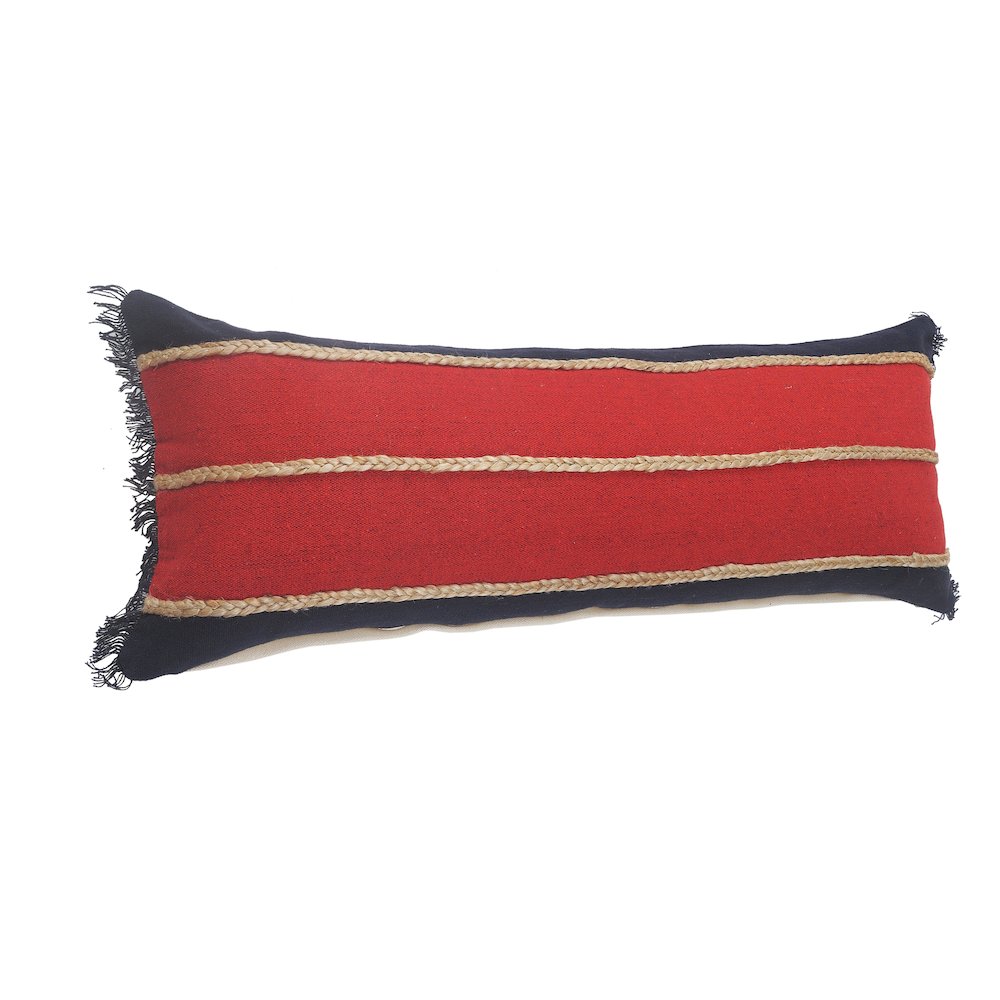 Ox Bay Red/Navy Stripe Cotton Blend Pillow Cover. Picture 5