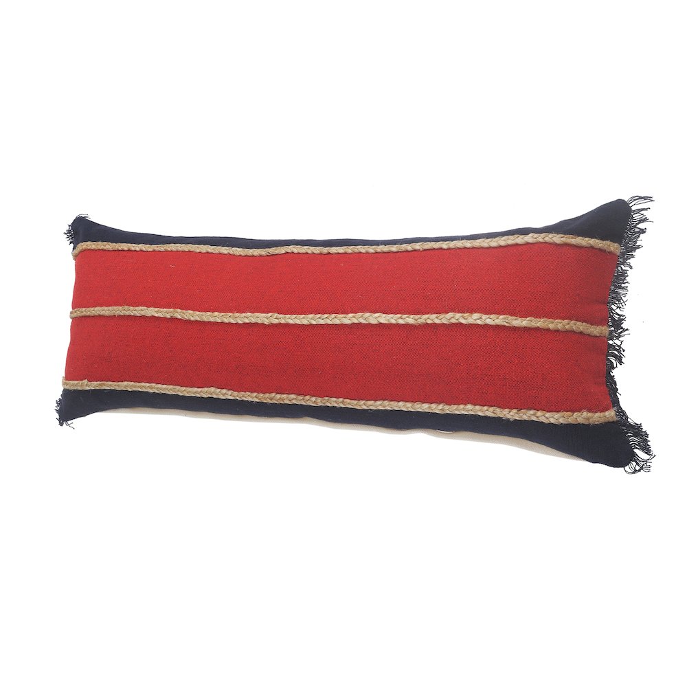 Ox Bay Red/Navy Stripe Cotton Blend Pillow Cover. Picture 6