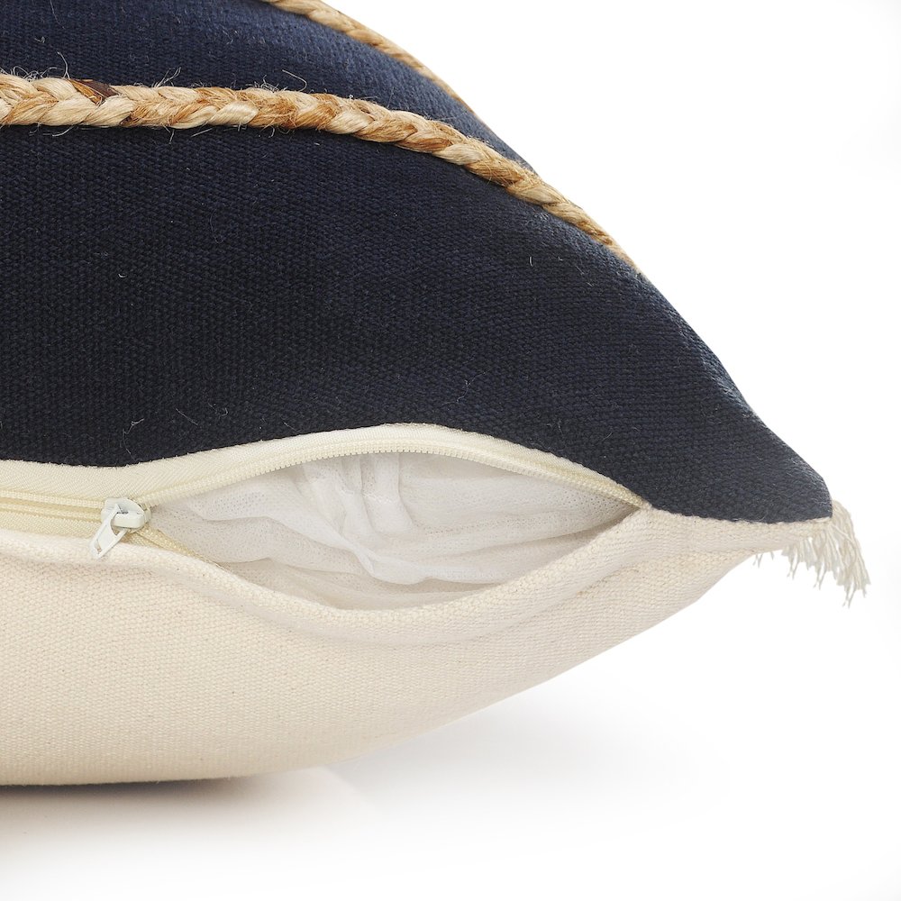 Ox Bay Red/Navy Stripe Cotton Blend Pillow Cover. Picture 3
