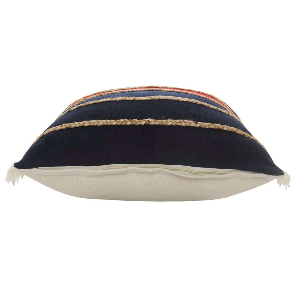Ox Bay Red/Navy Stripe Cotton Blend Pillow Cover. Picture 4
