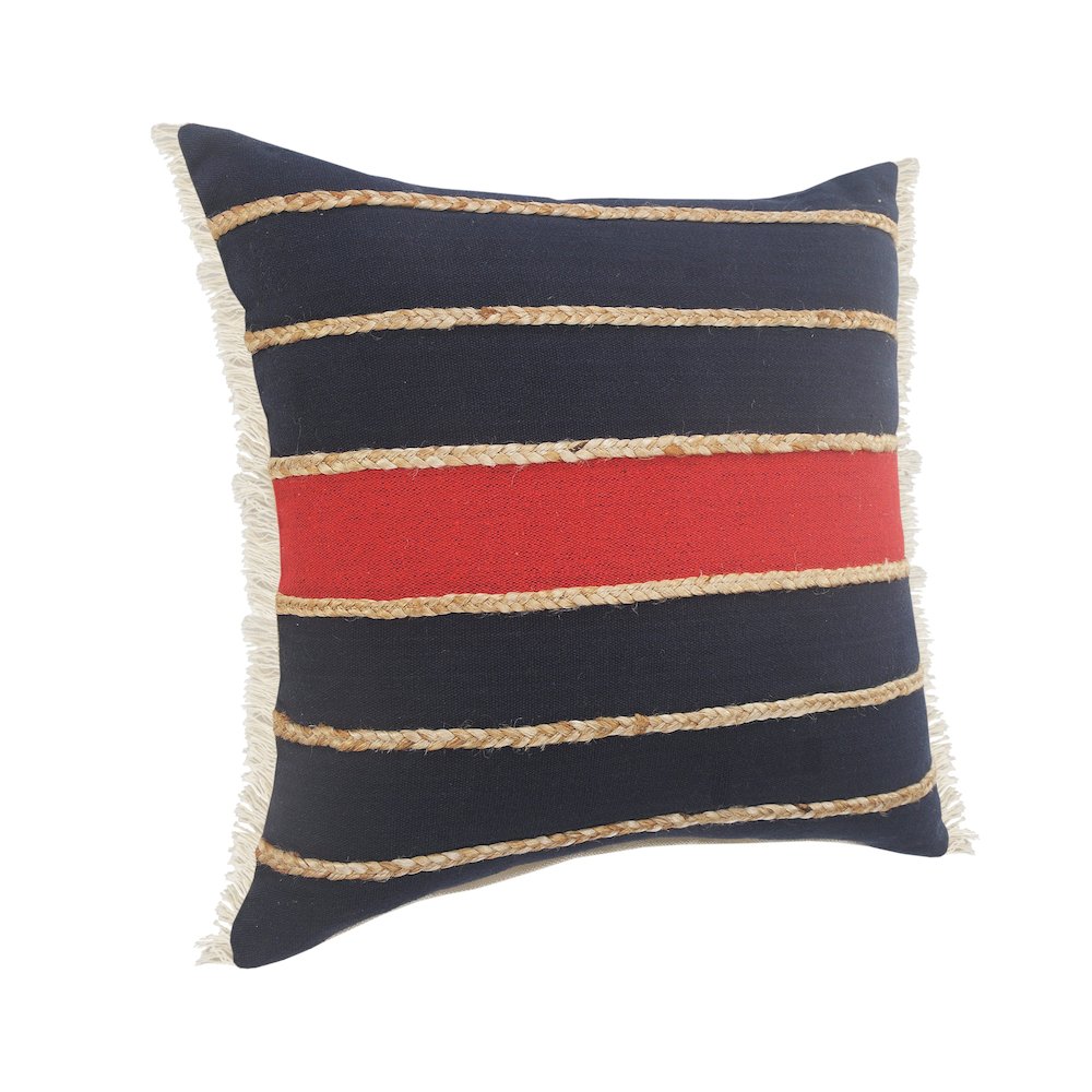 Ox Bay Red/Navy Stripe Cotton Blend Pillow Cover. Picture 5