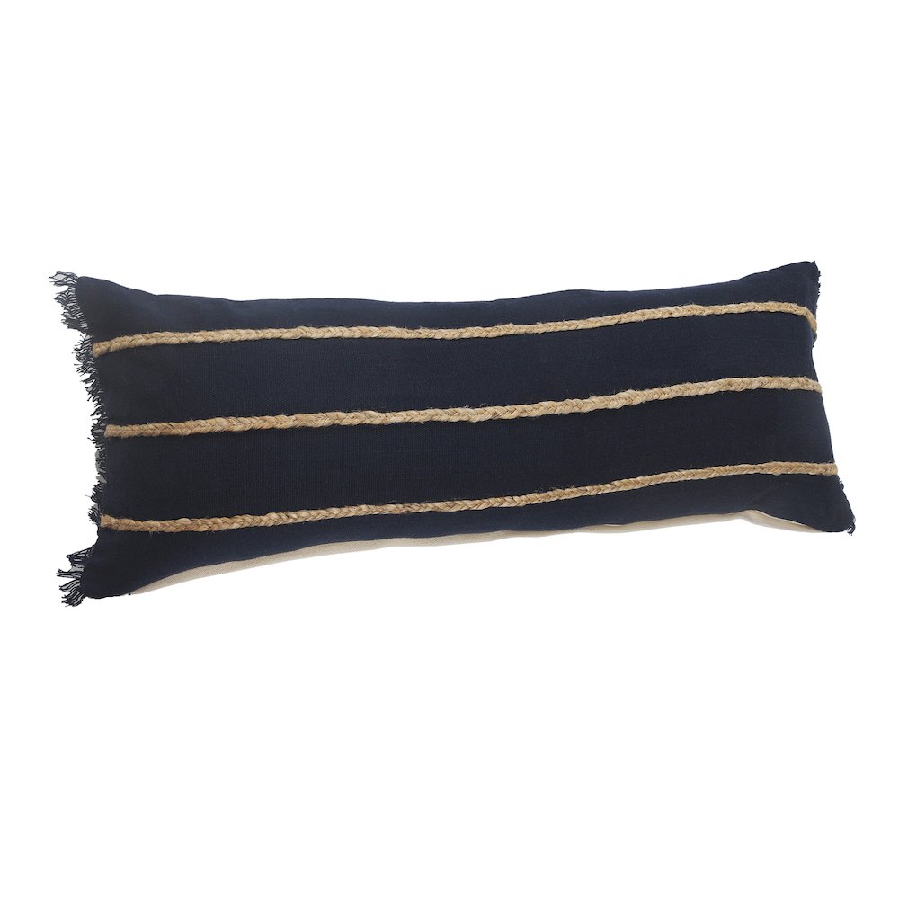 Ox Bay Navy/Tan Stripe Cotton Blend Pillow Cover. Picture 5