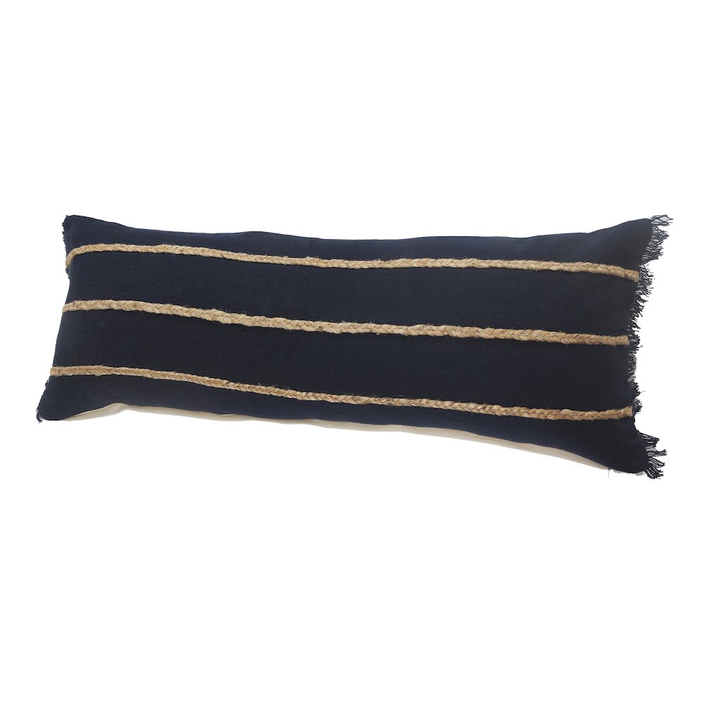 Ox Bay Navy/Tan Stripe Cotton Blend Pillow Cover. Picture 6