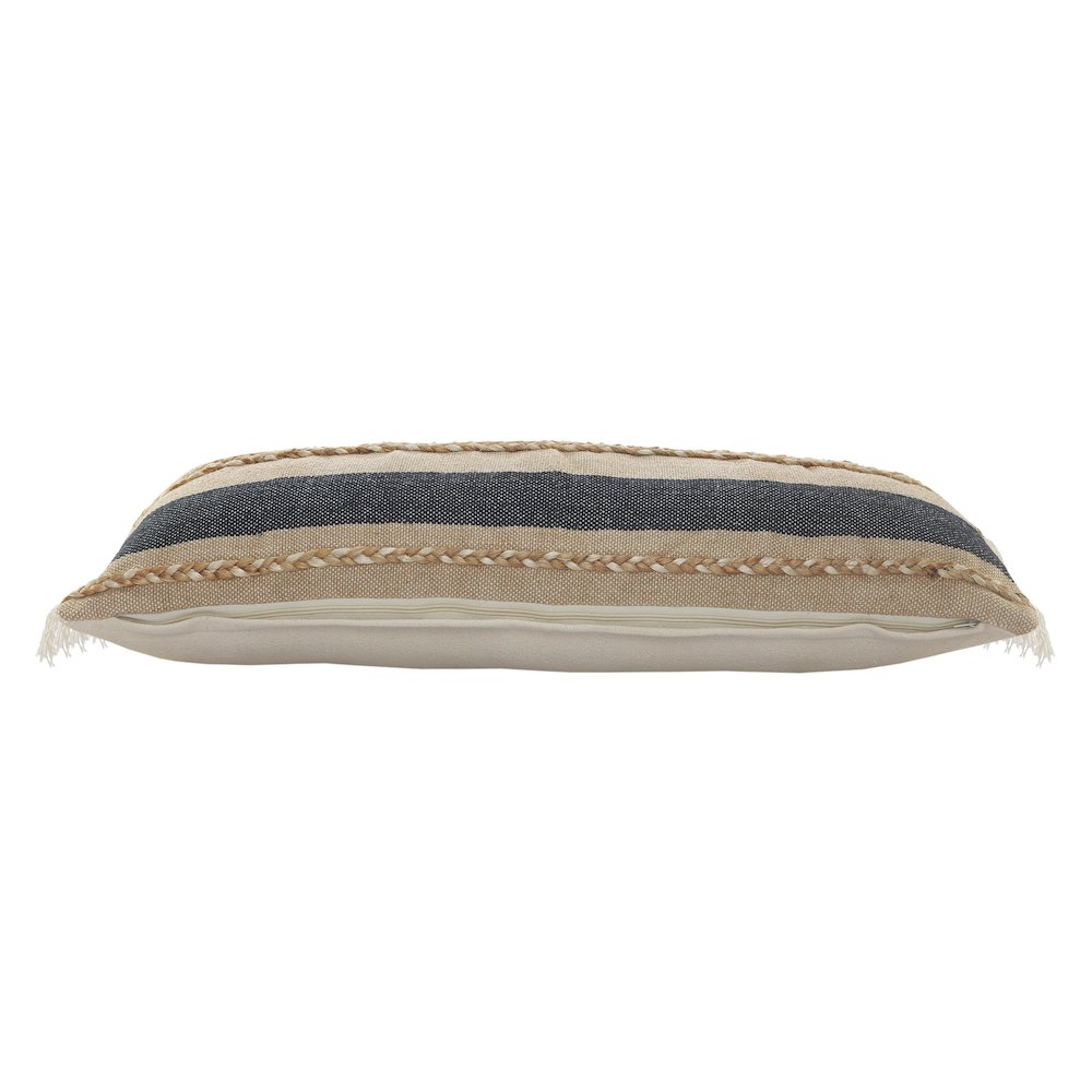 Ox Bay Blue/Tan Stripe Cotton Blend Pillow Cover. Picture 4