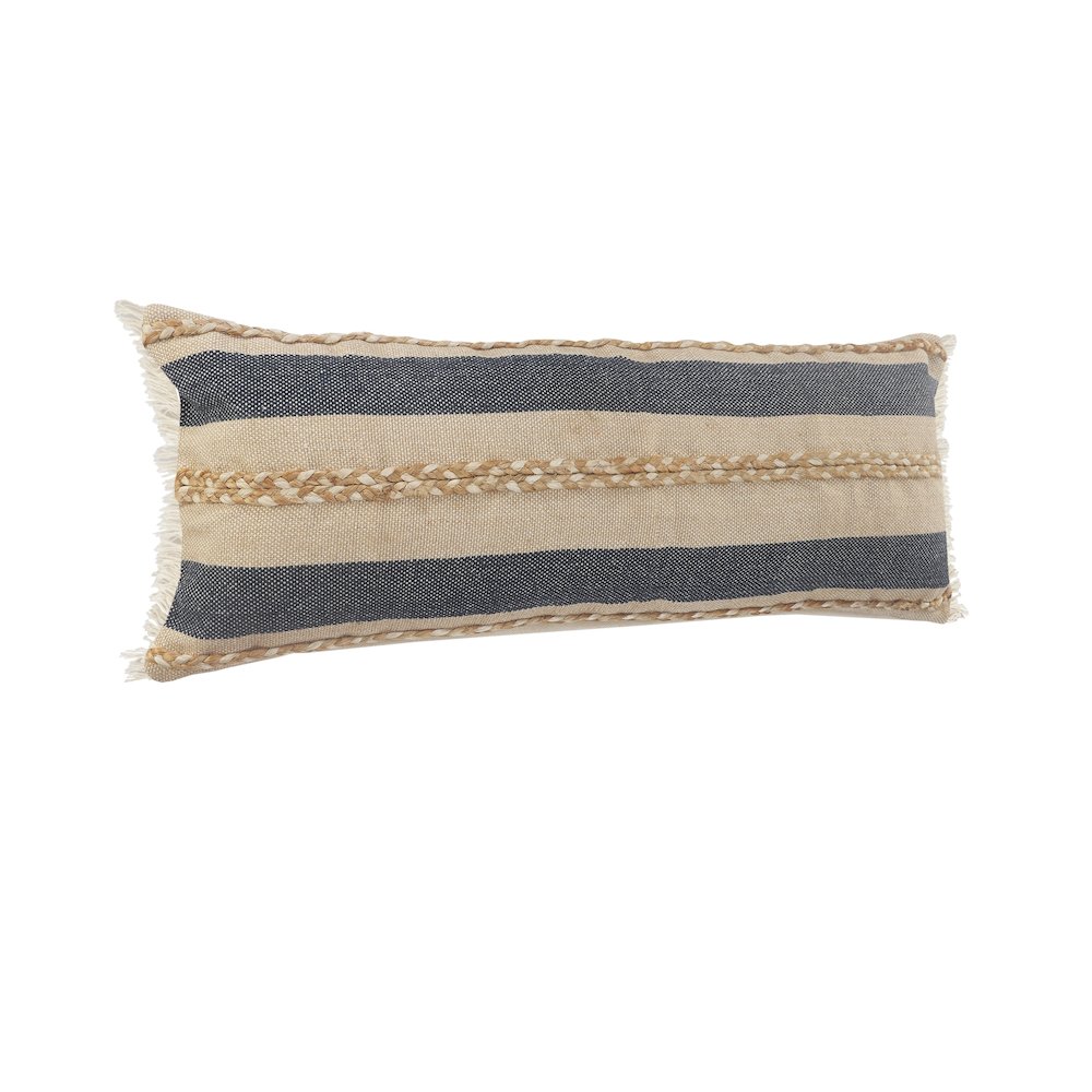 Ox Bay Blue/Tan Stripe Cotton Blend Pillow Cover. Picture 5