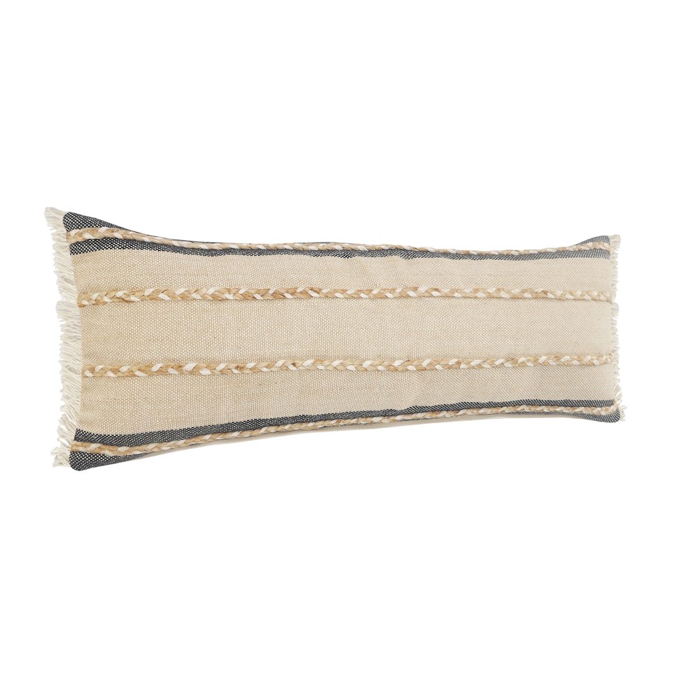 Ox Bay Black/Tan Stripe Cotton Blend Pillow Cover. Picture 3