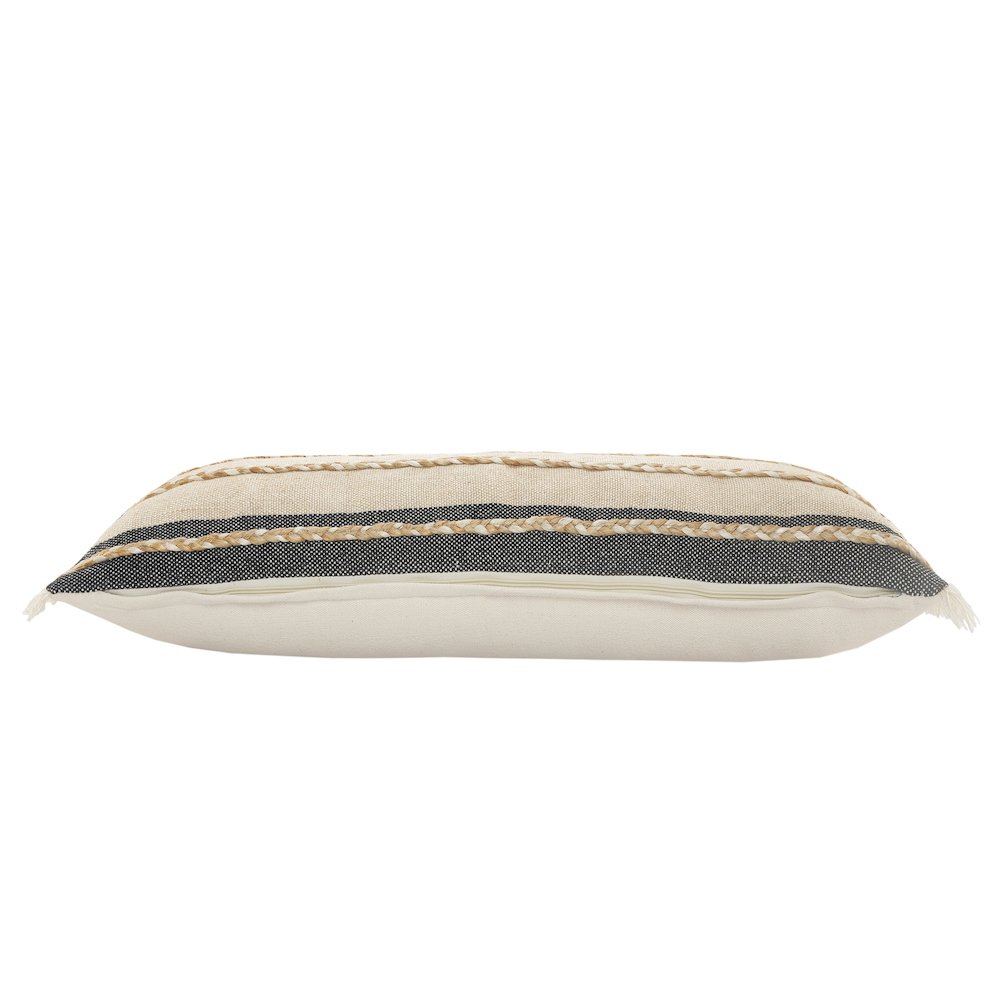Ox Bay Black/Tan Stripe Cotton Blend Pillow Cover. Picture 5
