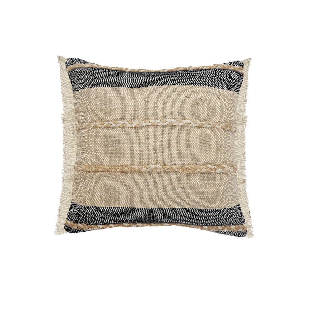 Ox Bay Black/Tan Stripe Cotton Blend Pillow Cover. Picture 1
