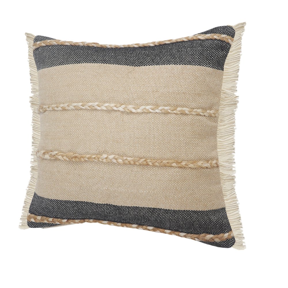 Ox Bay Black/Tan Stripe Cotton Blend Pillow Cover. Picture 9