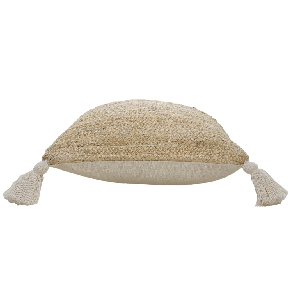 Ox Bay Hand-Woven Tan Solid All-Natural Jute Pillow Cover. Picture 4