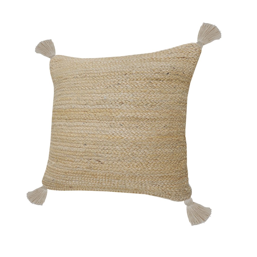 Ox Bay Hand-Woven Tan Solid All-Natural Jute Pillow Cover. Picture 6