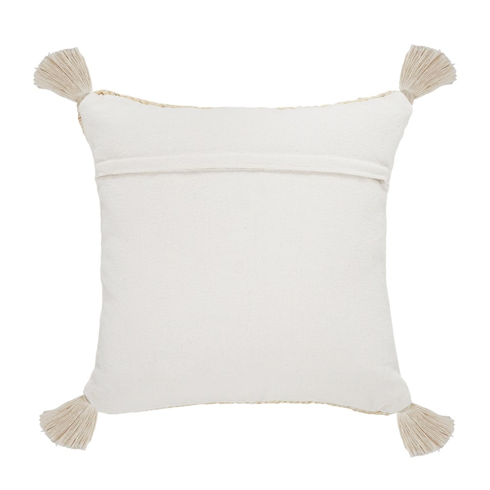 Natural Jute Throw Pillow with Tassels. Picture 8