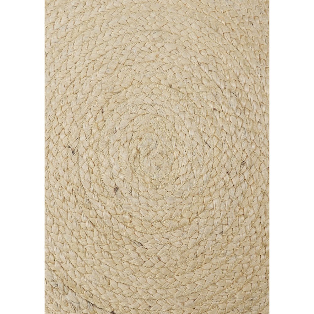 Round Natural Jute Throw Pillow with Pom Pom Border. Picture 2